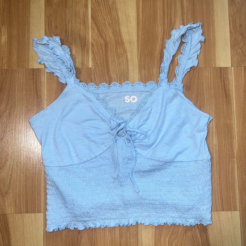 SO Sky Blue Lace Camisole Top